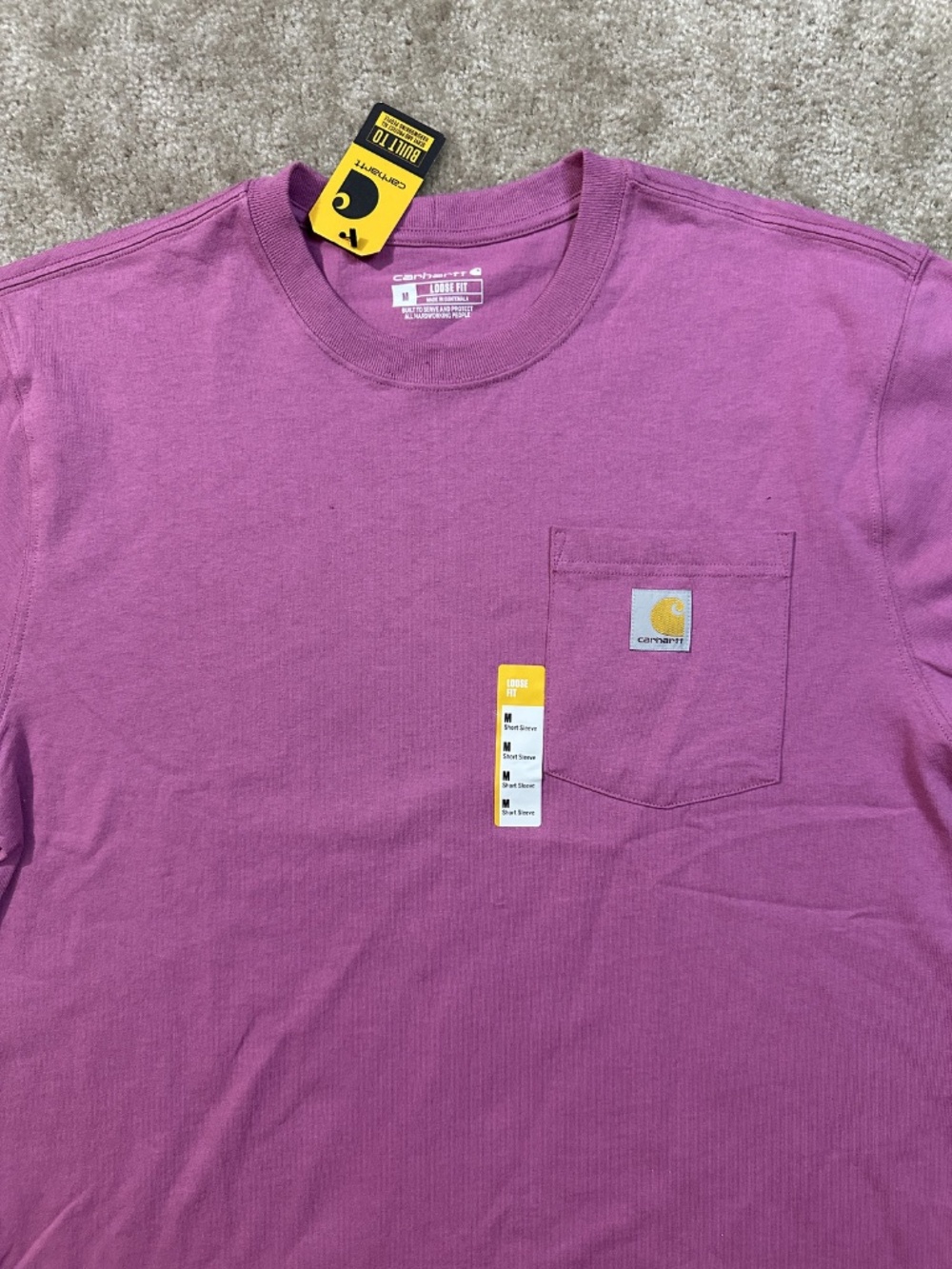 Carhartt Pocket T-Shirt Hot Pink Short Sleeve Loose Fit Women's size M NWT